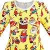 Sunny Fashion Girls Dress Green Forest Red Fox Long Sleeve Size 4-10(Yellow)
