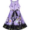 Sunny Fashion Girls Dress Halloween Party Witch Bat Pumpkin Halter Dress(Purple)
