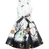 Sunny Fashion Girls Dress Halloween Party Witch Bat Pumpkin Halter Dress(White)