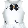 Sunny Fashion Girls Dress Halloween Party Witch Bat Pumpkin Halter Dress(White)