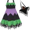 Sunny Fashion Girls Dress Halloween Witch Costume Ghost Bag Black Green