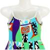 Sunny Fashion Girls Dress Halter Color Block Print Hanky Hem Size 7-14