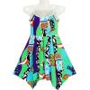 Sunny Fashion Girls Dress Halter Color Block Print Hanky Hem Size 7-14
