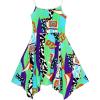 Sunny Fashion Girls Dress Halter Color Block Print Hanky Hem Size 7-14