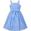 Sunny Fashion Girls Dress Heart Print Pink(Blue Flower)