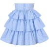 Sunny Fashion Girls Dress Heart Print Pink(Blue Plaid)