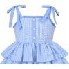 Sunny Fashion Girls Dress Heart Print Pink(Blue Plaid)