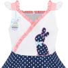 Sunny Fashion Girls Dress Heart Print Pink(Blue Polka Dot)