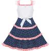 Sunny Fashion Girls Dress Heart Print Pink(Blue Polka Dot)