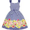 Sunny Fashion Girls Dress Heart Print Pink(Blue Waves)