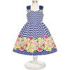 Sunny Fashion Girls Dress Heart Print Pink(Blue Waves)
