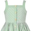 Sunny Fashion Girls Dress Heart Print Pink(Green Striped)