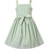 Sunny Fashion Girls Dress Heart Print Pink(Green Striped)