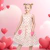 Sunny Fashion Girls Dress Heart Print Pink(Pink Heart Pocket)