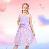 Sunny Fashion Girls Dress Heart Print Pink(Purple Heart)