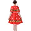Sunny Fashion Girls Dress Jingle Bell Red Cape Cloak Christmas New Year(Jingle Bell Red)