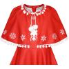 Sunny Fashion Girls Dress Jingle Bell Red Cape Cloak Christmas New Year(Orange Red)