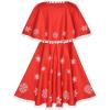 Sunny Fashion Girls Dress Jingle Bell Red Cape Cloak Christmas New Year(Orange Red)