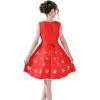 Sunny Fashion Girls Dress Jingle Bell Red Cape Cloak Christmas New Year(Pure Red)