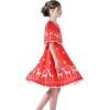Sunny Fashion Girls Dress Jingle Bell Red Cape Cloak Christmas New Year(Red Reindeer)