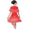 Sunny Fashion Girls Dress Jingle Bell Red Cape Cloak Christmas New Year(Red Reindeer)