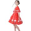 Sunny Fashion Girls Dress Jingle Bell Red Cape Cloak Christmas New Year(Santa Red)