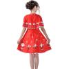 Sunny Fashion Girls Dress Jingle Bell Red Cape Cloak Christmas New Year(Santa Red)