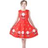 Sunny Fashion Girls Dress Jingle Bell Red Cape Cloak Christmas New Year(Santa Red)