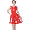Sunny Fashion Girls Dress Jingle Bell Red Cape Cloak Christmas New Year(Snowman Red)