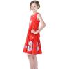 Sunny Fashion Girls Dress Jingle Bell Red Cape Cloak Christmas New Year(Snowman Red)
