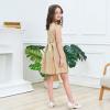 Sunny Fashion Girls Dress Khaki Button Back School Pleated Hem Size 6-14(Wheat Color)