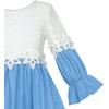 Sunny Fashion Girls Dress Long Sleeve Lace Blue A-line School Uniform(Blue White)