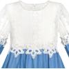 Sunny Fashion Girls Dress Long Sleeve Lace Blue A-line School Uniform(Blue White)
