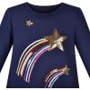 Sunny Fashion Girls Dress Mermaid Princess Long Sleeve Pocket Casual Cotton(Blue Star)