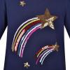 Sunny Fashion Girls Dress Mermaid Princess Long Sleeve Pocket Casual Cotton(Blue Star)