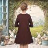 Sunny Fashion Girls Dress Mermaid Princess Long Sleeve Pocket Casual Cotton(Brown Bunny)