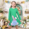 Sunny Fashion Girls Dress Mermaid Princess Long Sleeve Pocket Casual Cotton(Green Bunny)