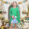Sunny Fashion Girls Dress Mermaid Princess Long Sleeve Pocket Casual Cotton(Green Bunny)