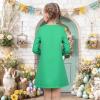 Sunny Fashion Girls Dress Mermaid Princess Long Sleeve Pocket Casual Cotton(Green Bunny)