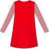 Sunny Fashion Girls Dress Mermaid Princess Long Sleeve Pocket Casual Cotton(Red Striped)