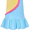 Sunny Fashion Girls Dress Mermaid Princess Long Sleeve Pocket Casual Cotton(Sky Blue Heart)