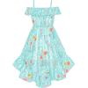 Sunny Fashion Girls Dress Off Shoulder Chiffon Flora Hi-Low Party Dress