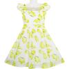 Sunny Fashion Girls Dress Pine Tree Bird Heron Letter Print Swing Shoulder 4-12