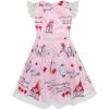Sunny Fashion Girls Dress Pink Cartoon Castle Princess Party Tulle Dress