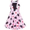 Sunny Fashion Girls Dress Pink Swan Heart 2-in-1 Halter Dress Size 6-14