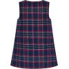 Sunny Fashion Girls Dress Pink Tartan Back School Uniform Pocket A-line Dress(Red Blue)