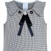 Sunny Fashion Girls Dress Pleated White Black Plaid Collar School Uniform(Black)
