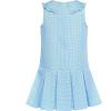Sunny Fashion Girls Dress Pleated White Black Plaid Collar School Uniform(Blue)
