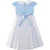 Sunny Fashion Girls Dress Polka Dot School Bow Tie Pearl Cap Sleeve Size 4-14