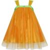 Sunny Fashion Girls Dress Pumpkin Tulle Party Dress Halloween Costume Size 3-12(Yellow Sleeveless)